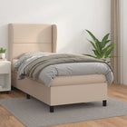 Boxspring Met Matras Kunstleer Cappuccinokleurig 90X200 Cm 90 x 200 cm Effen met spijkers