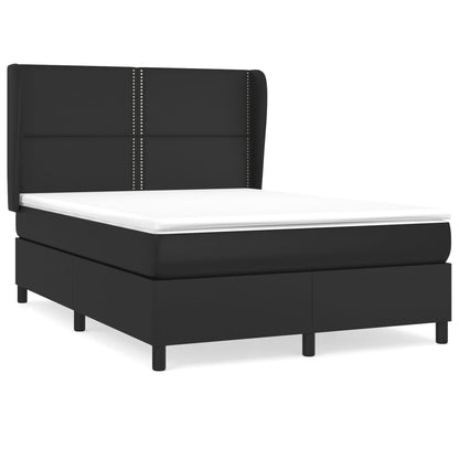 Boxspring Met Matras Kunstleer 140 x 190 cm Zwart Effen met spijkers