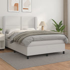 Boxspring Met Matras Kunstleer 140 x 190 cm Wit Effen met spijkers