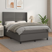 Boxspring met matras 140x190 cm grijs kunstleer