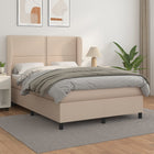 Boxspring Met Matras Kunstleer Kleurig 140 x 190 cm Cappuccino Effen met spijkers