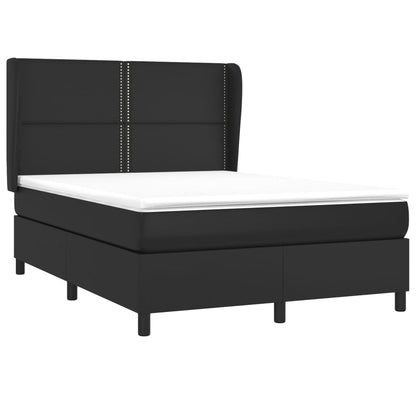 Boxspring Met Matras Kunstleer 140 x 200 cm Zwart Effen met spijkers