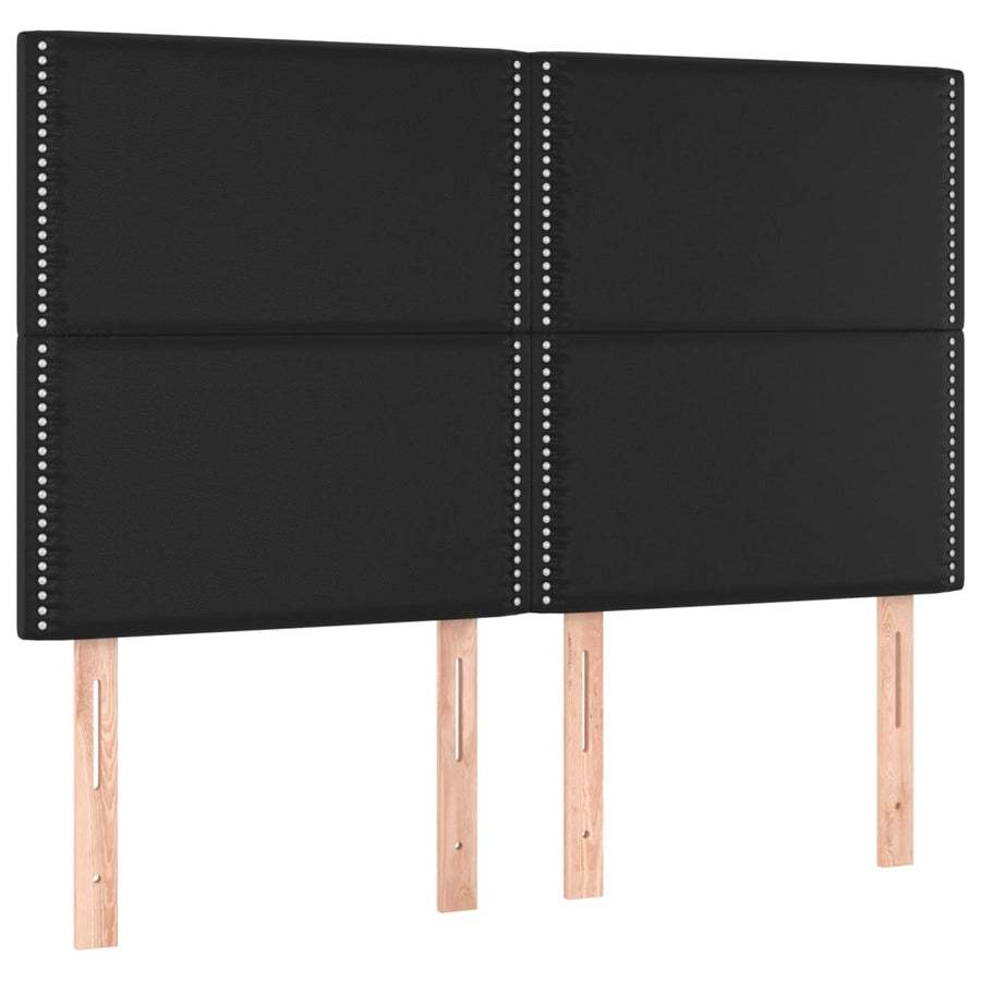 Boxspring Met Matras Kunstleer 140 x 200 cm Zwart Effen met spijkers