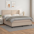 Boxspring Met Matras Kunstleer Kleurig 160 x 200 cm Cappuccino Effen met spijkers