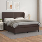 Boxspring met matras kunstleer bruin 180x200 cm 180 x 200 cm Bruin