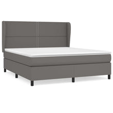 Boxspring Met Matras Kunstleer 180 x 200 cm Grijs Effen met spijkers