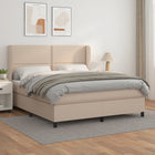 Boxspring Met Matras Kunstleer Kleurig 180 x 200 cm Cappuccino Effen met spijkers