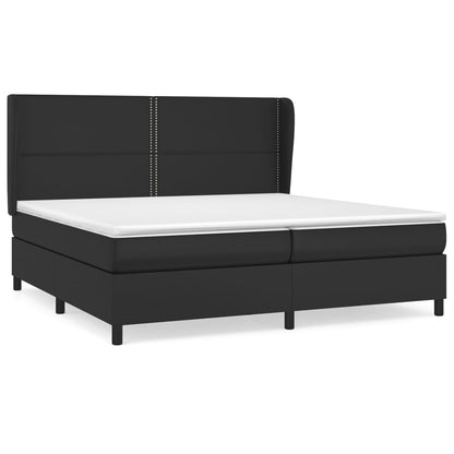 Boxspring Met Matras Kunstleer 200 x 200 cm Zwart Effen met spijkers