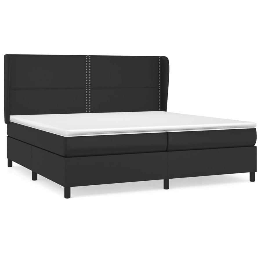 Boxspring Met Matras Kunstleer 200 x 200 cm Zwart Effen met spijkers