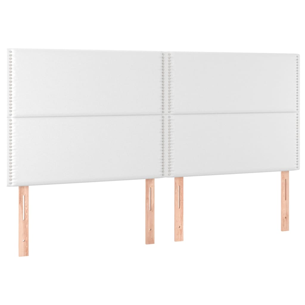Boxspring Met Matras Kunstleer 200 x 200 cm Wit Effen met spijkers