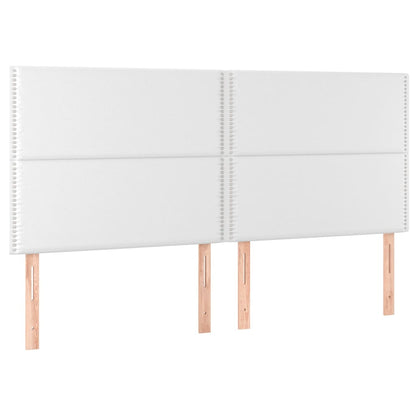 Boxspring Met Matras Kunstleer 200 x 200 cm Wit Effen met spijkers