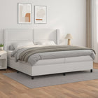 Box spring bed with mattress artificial leather white 200x200 cm
