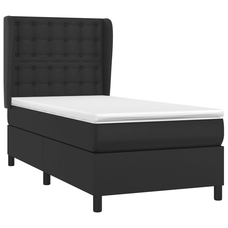 Boxspring Met Matras Kunstleer Zwart 80 x 200 cm Knopen