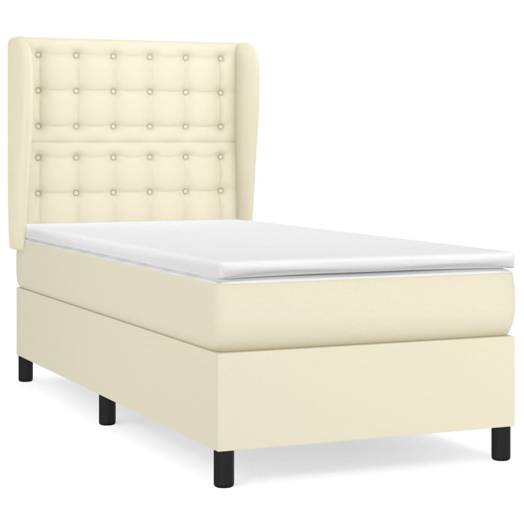 Boxspring Met Matras Kunstleer Kleurig Crème 80 x 200 cm