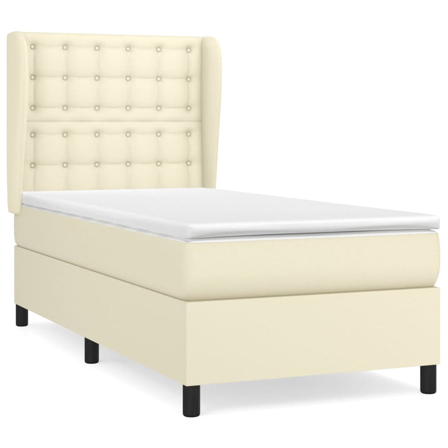 Boxspring Met Matras Kunstleer Kleurig Crème 80 x 200 cm