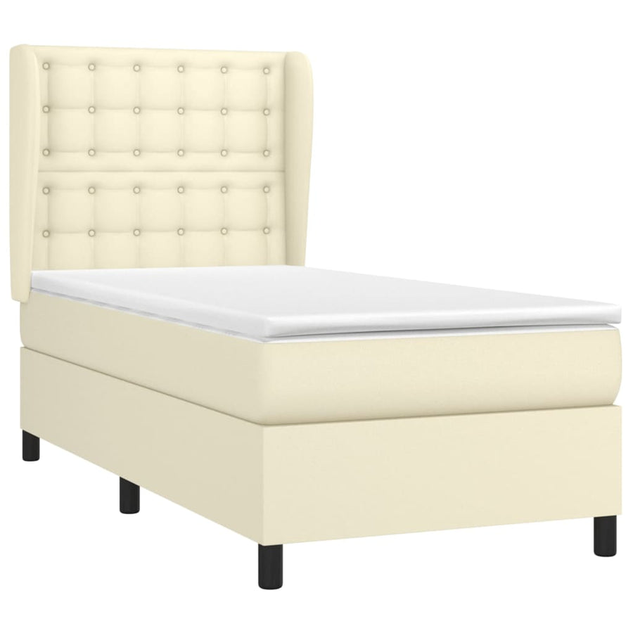 Boxspring Met Matras Kunstleer Kleurig Crème 80 x 200 cm