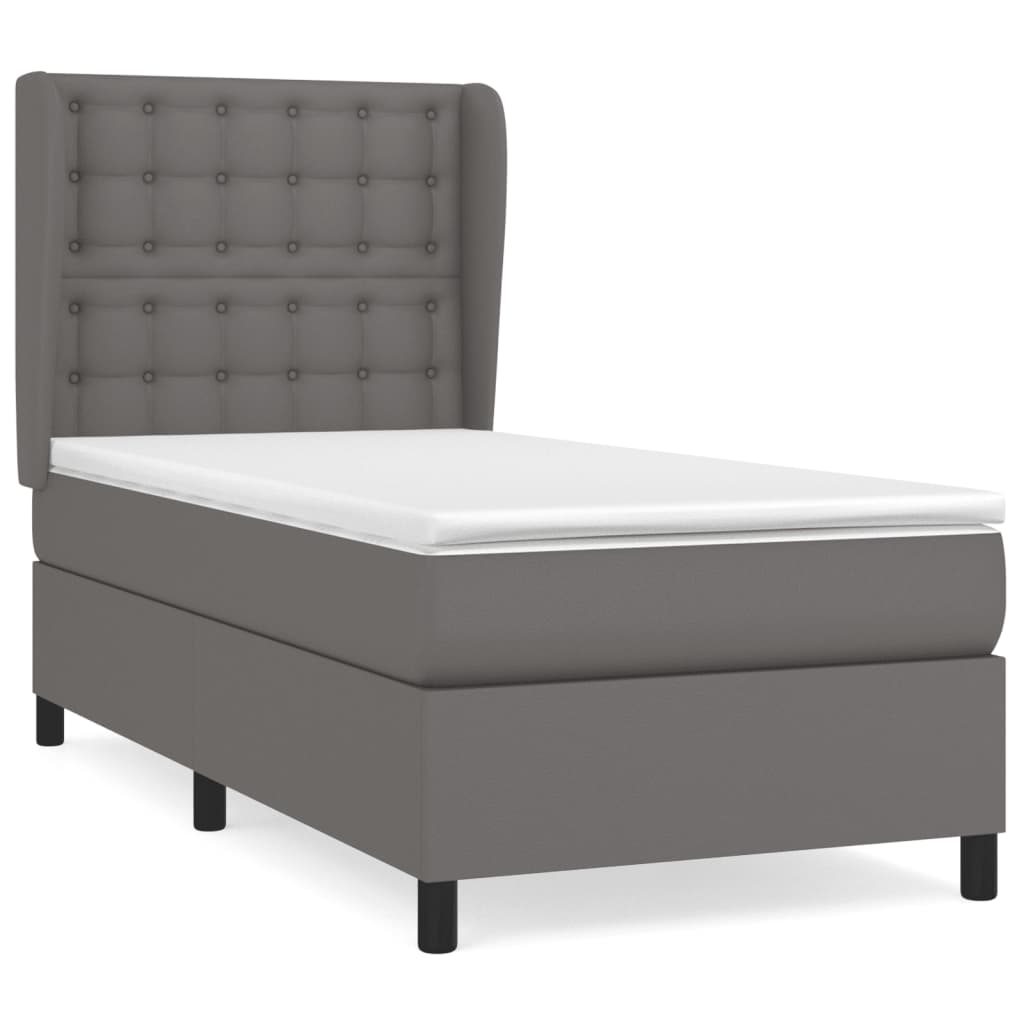Boxspring Met Matras Kunstleer 80 x 200 cm Grijs Knopen