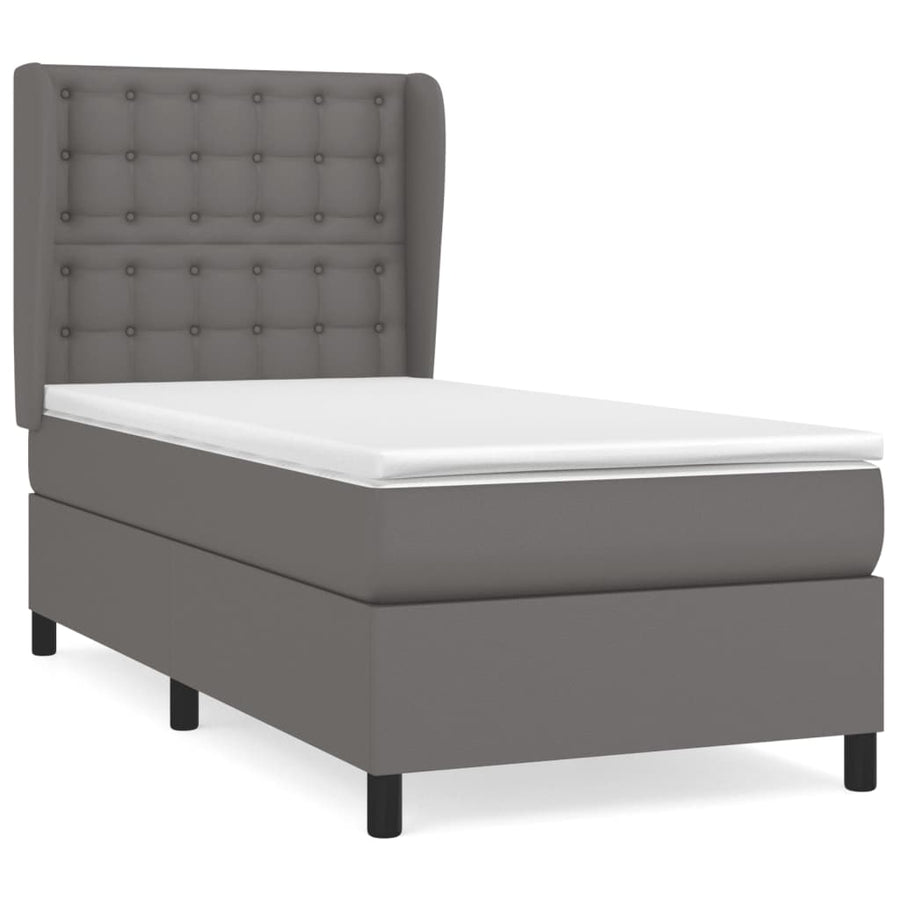 Boxspring Met Matras Kunstleer 80 x 200 cm Grijs Knopen