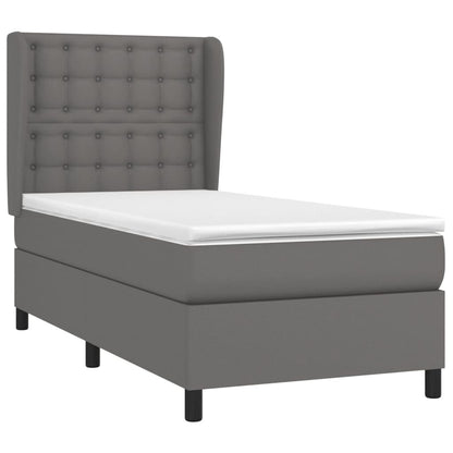 Boxspring Met Matras Kunstleer 80 x 200 cm Grijs Knopen