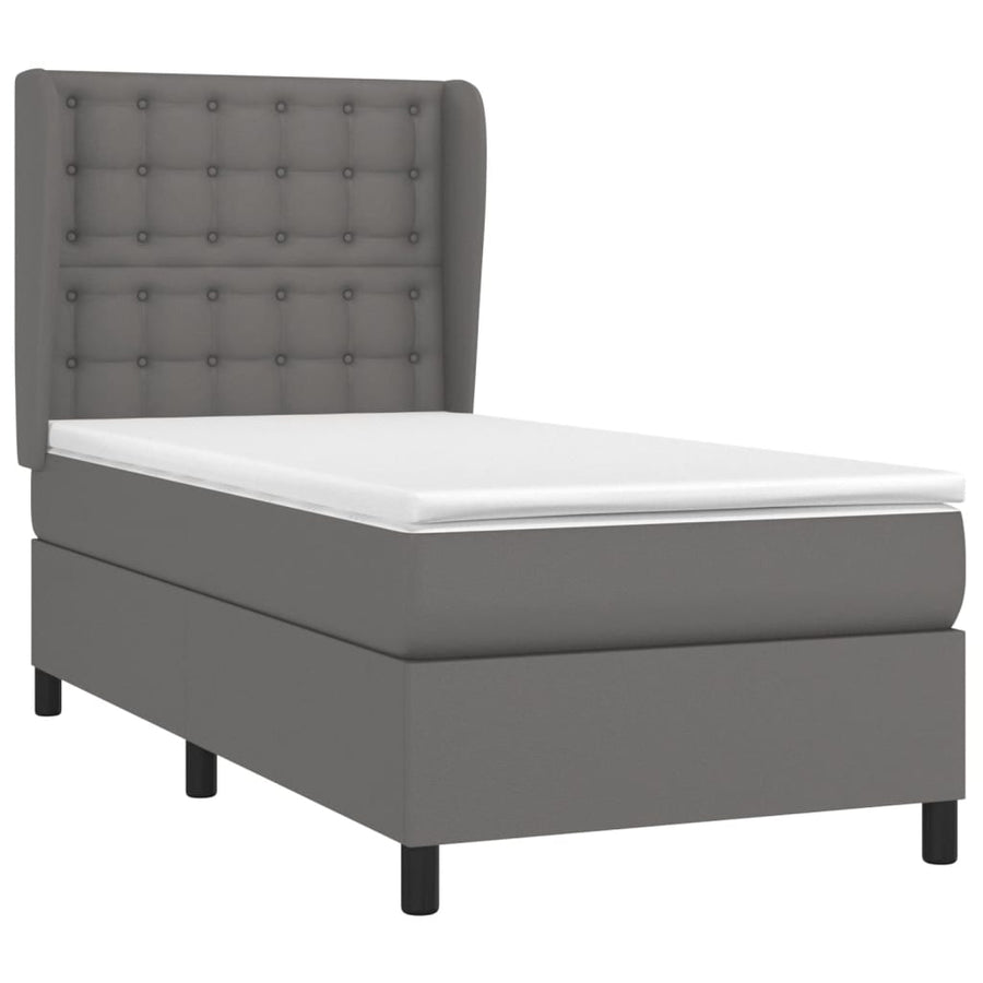 Boxspring Met Matras Kunstleer 80 x 200 cm Grijs Knopen