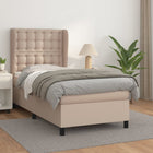 Box spring with faux leather mattress, cappuccino-colored, 80x200 cm
