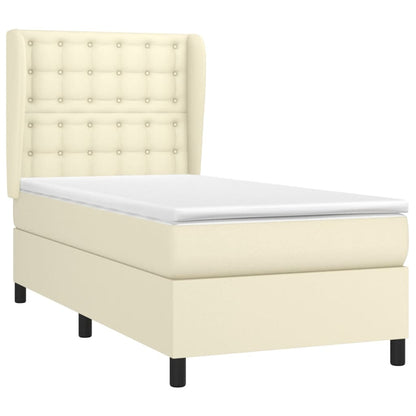 Boxspring Met Matras Kunstleer Crèmekleurig 90X190 Cm 90 x 190 cm