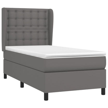 Boxspring Met Matras Kunstleer Grijs 90 x 200 cm Knopen