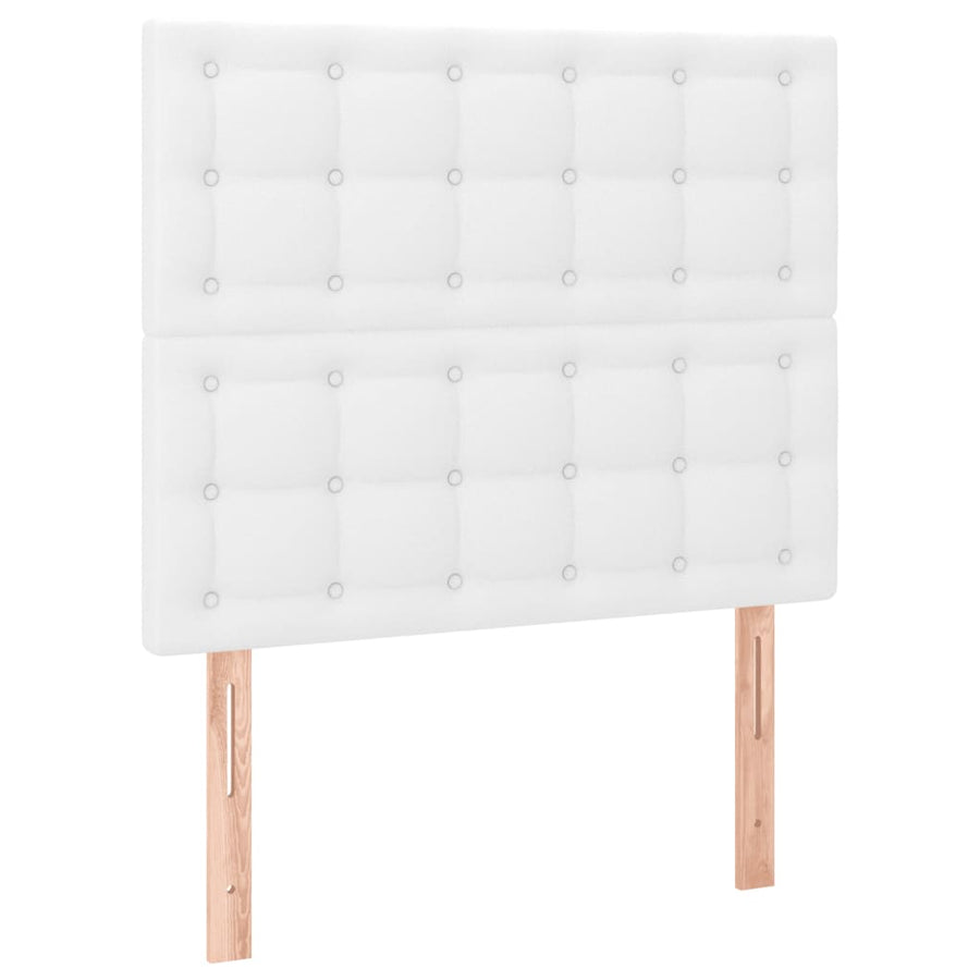 Boxspring Met Matras Kunstleer 100 x 200 cm Wit Knopen