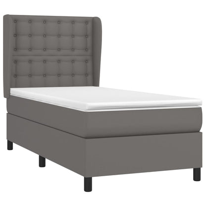 Boxspring Met Matras Kunstleer 100 x 200 cm Grijs Knopen
