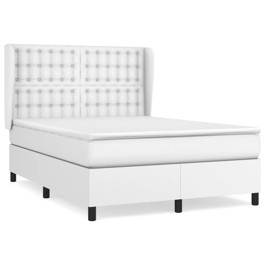 Boxspring Met Matras Kunstleer Wit 140 x 190 cm Knopen