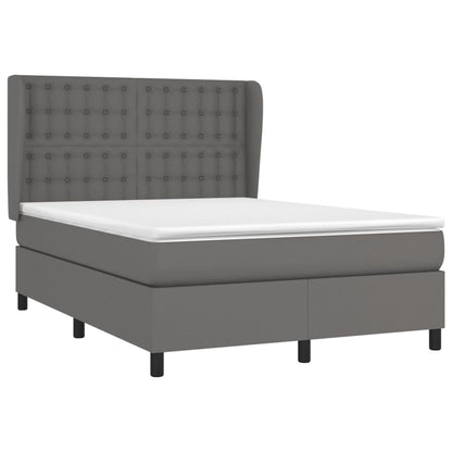 Boxspring Met Matras Kunstleer Grijs 140 x 190 cm Knopen