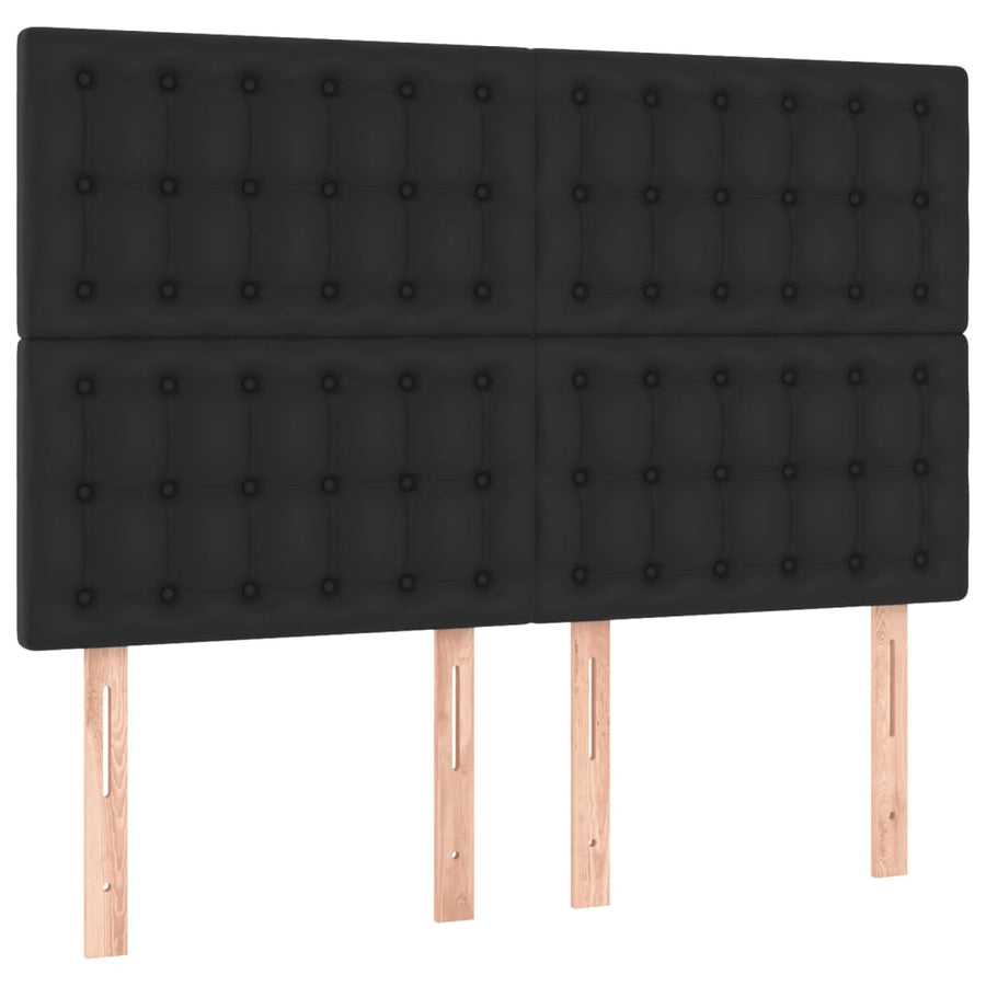 Boxspring Met Matras Kunstleer 140 x 200 cm Zwart Knopen
