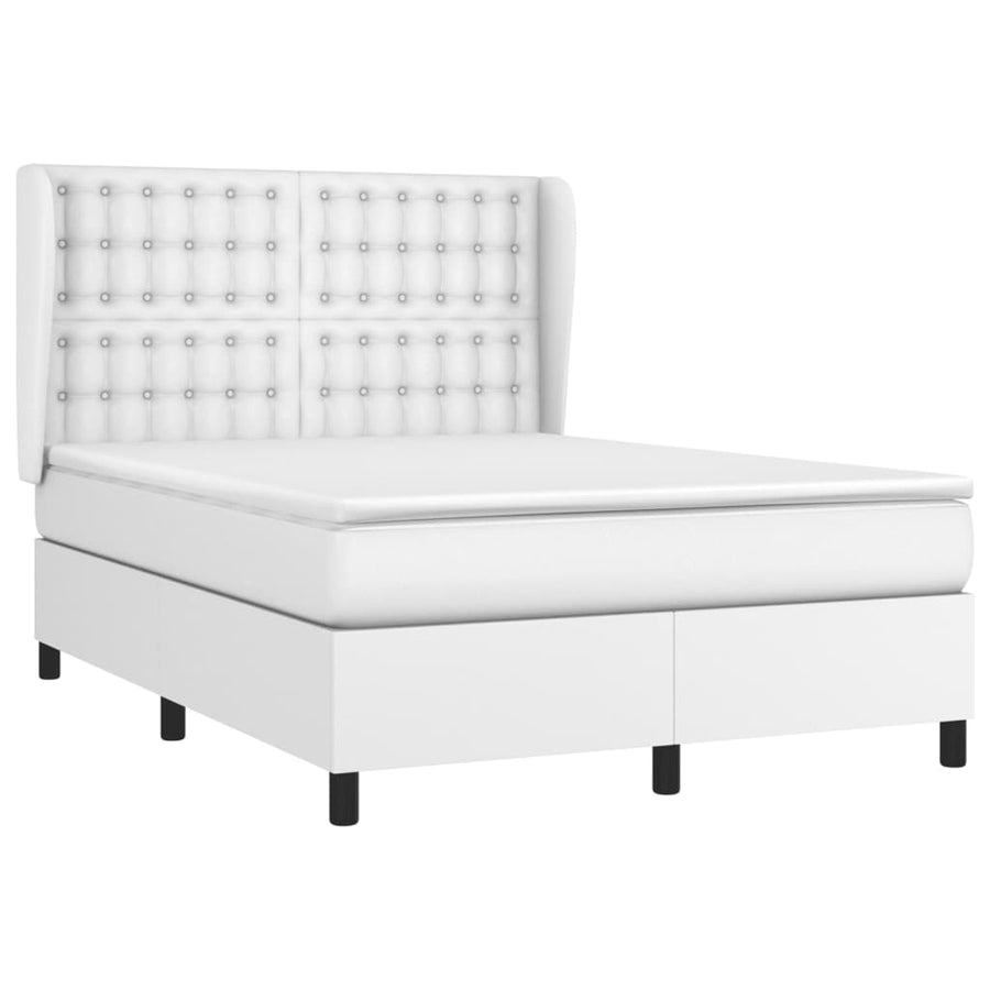 Boxspring Met Matras Kunstleer Wit 140 x 200 cm Knopen