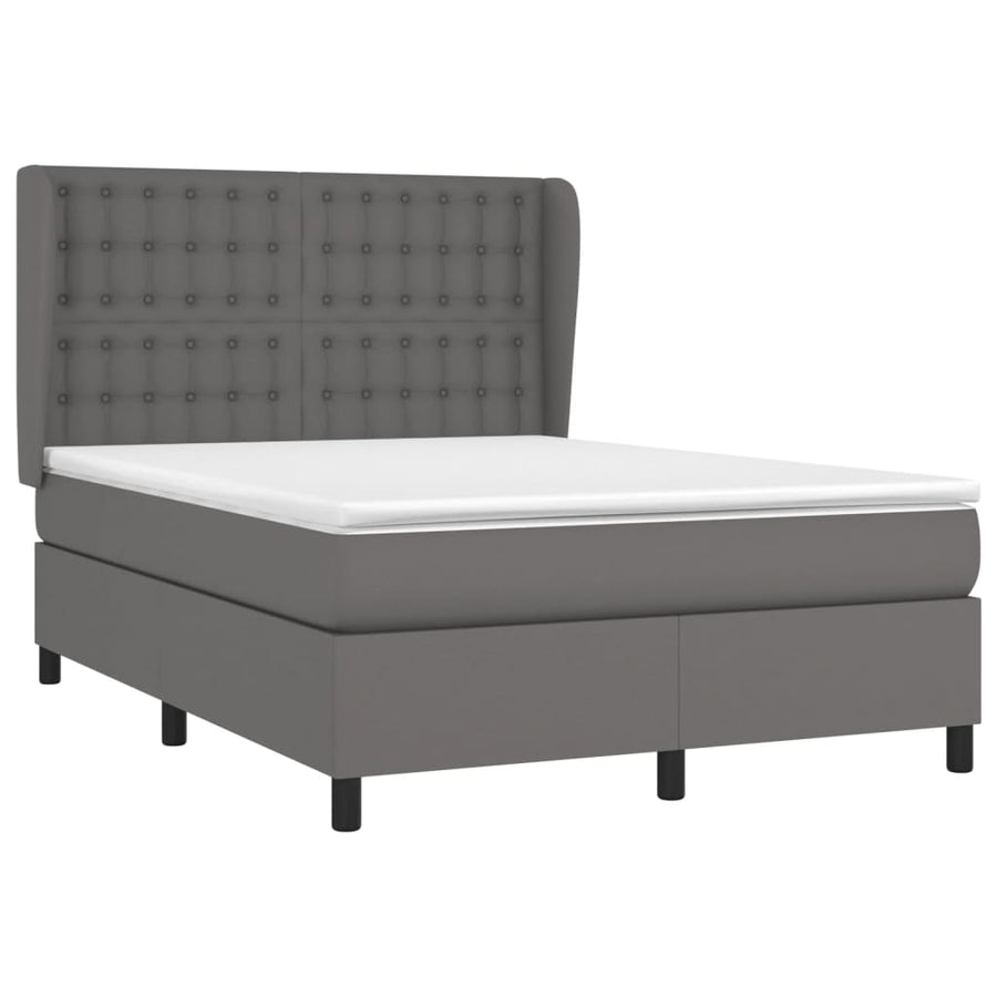 Boxspring Met Matras Kunstleer Grijs 140 x 200 cm Knopen