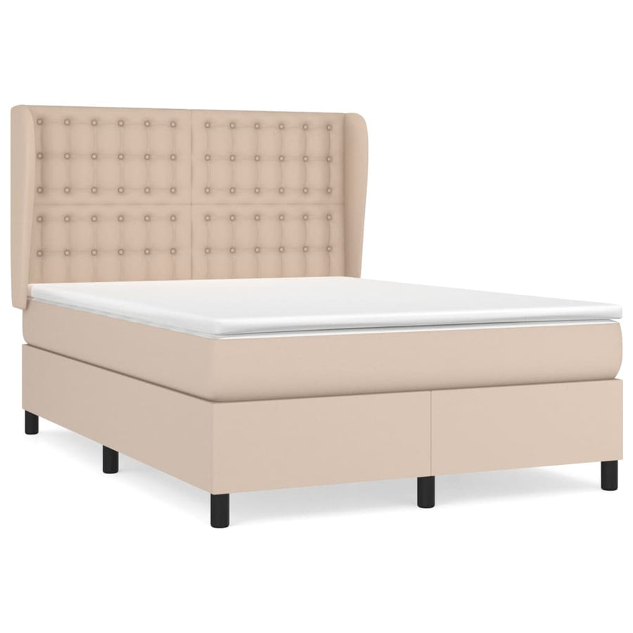 Boxspring Met Matras Kunstleer Kleurig Cappuccino 140 x 200 cm Knopen