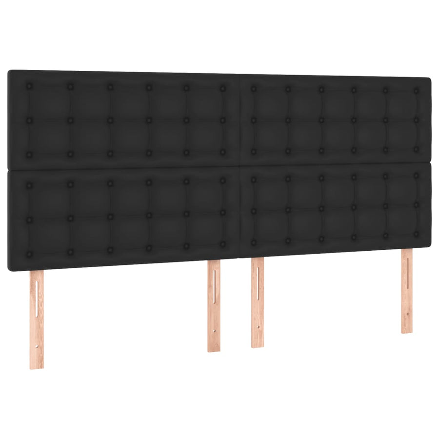 Boxspring Met Matras Kunstleer Zwart 160 x 200 cm Knopen