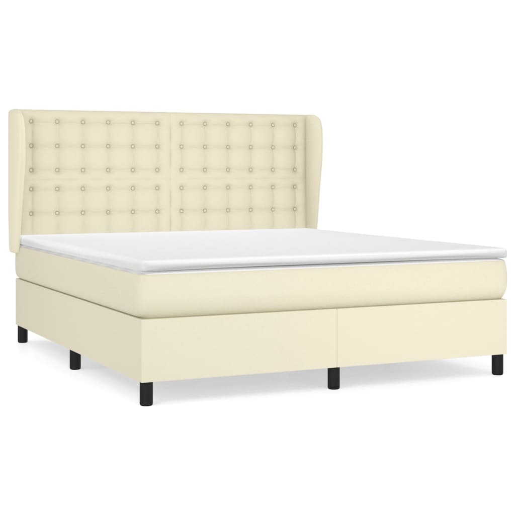 Boxspring met matras kunstleer crèmekleurig 160x200 cm