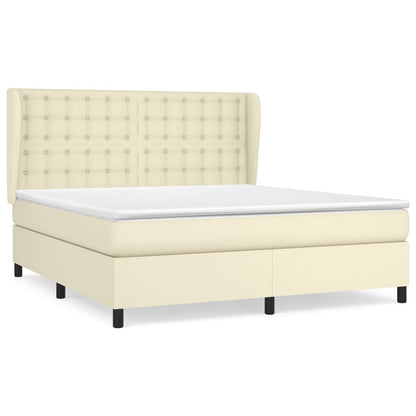 Boxspring met matras kunstleer crèmekleurig 160x200 cm
