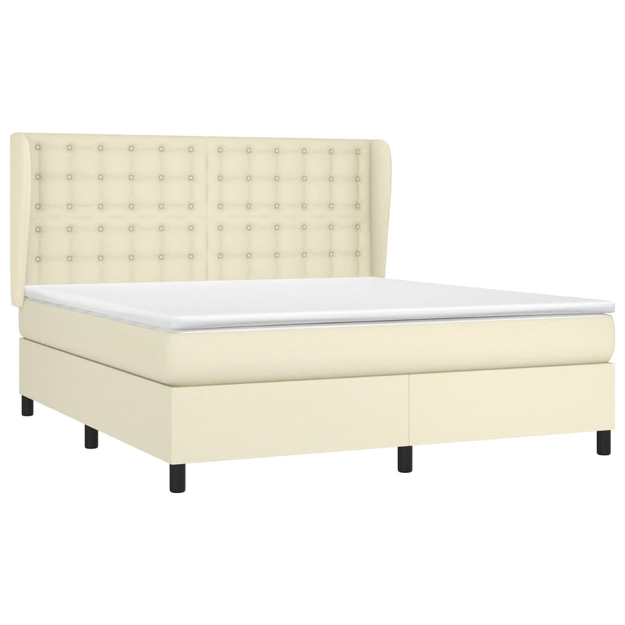 Boxspring met matras kunstleer crèmekleurig 160x200 cm