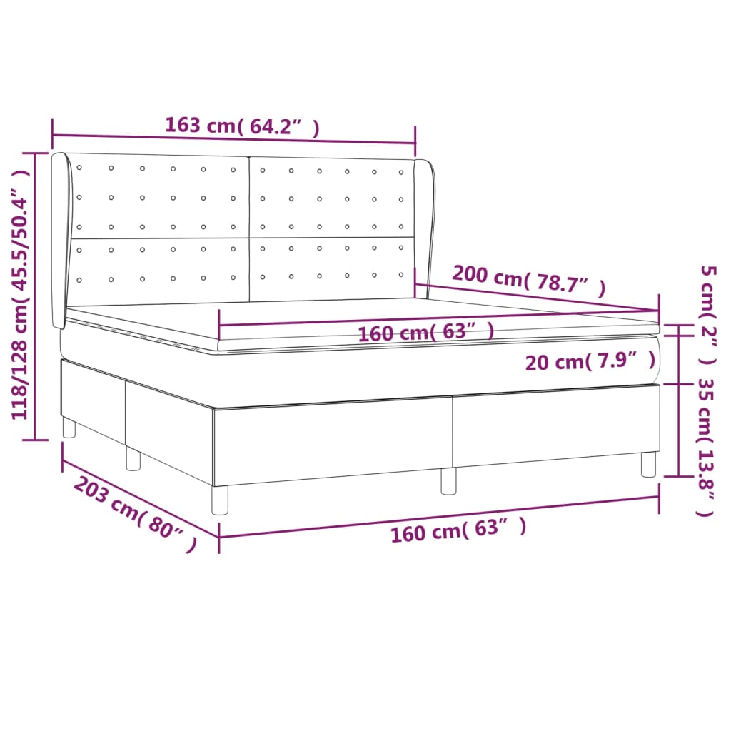 Boxspring met matras kunstleer crèmekleurig 160x200 cm