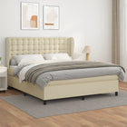 Boxspring 160x200 cm kunstleer crèmekleurig