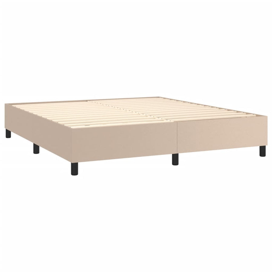 Boxspring Met Matras Kunstleer Kleurig Cappuccino 160 x 200 cm Knopen