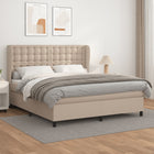 Boxspring Met Matras Kunstleer Kleurig Cappuccino 160 x 200 cm Knopen