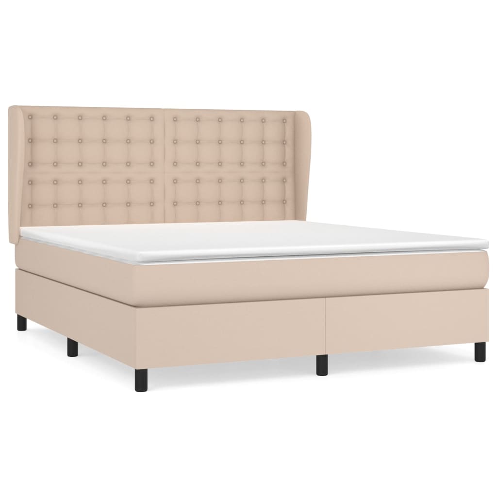 Boxspring met matras kunstleer cappuccinokleurig 180x200 cm