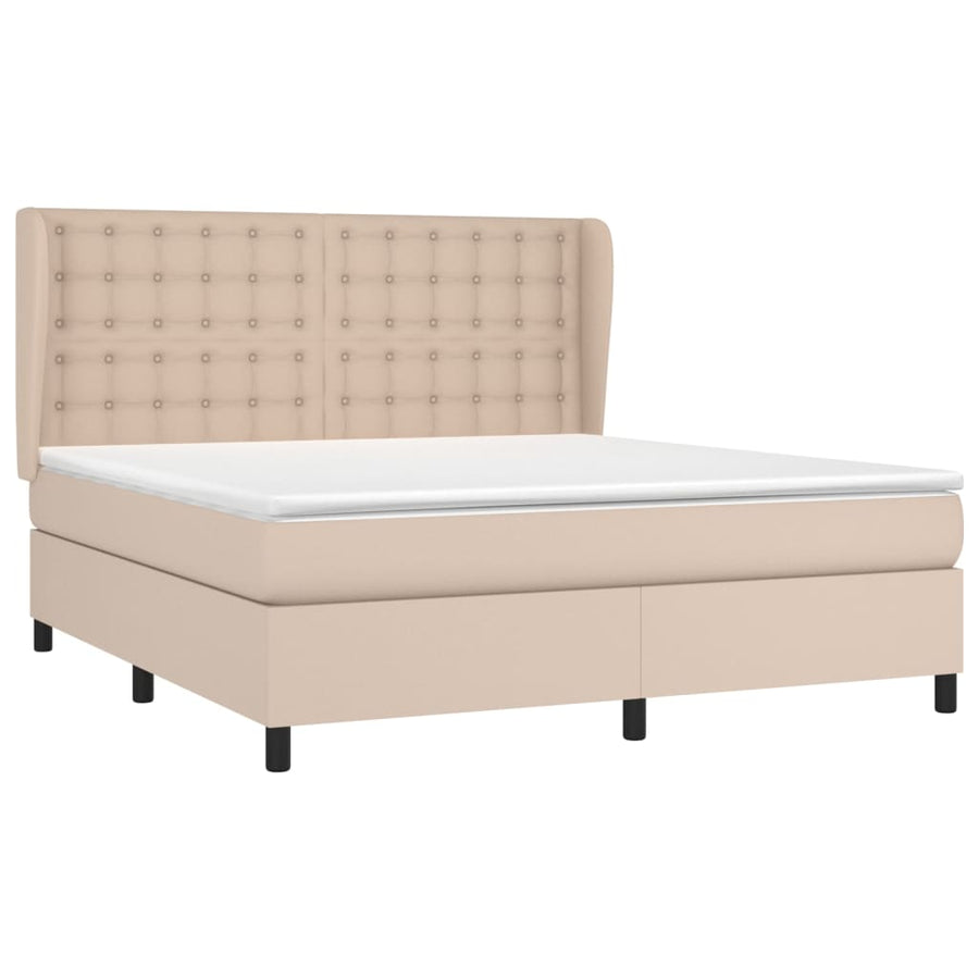 Boxspring met matras kunstleer cappuccinokleurig 180x200 cm