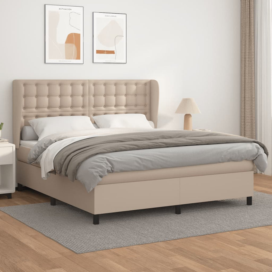 Boxspring met matras kunstleer cappuccinokleurig 180x200 cm