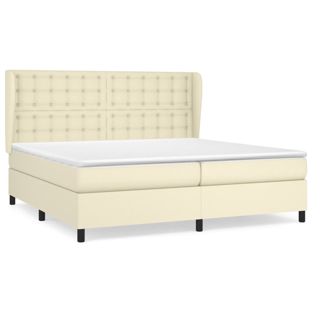 Boxspring met matras kunstleer crèmekleurig 200x200 cm