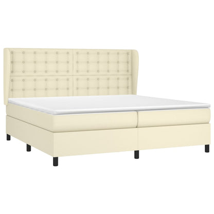Boxspring met matras kunstleer crèmekleurig 200x200 cm