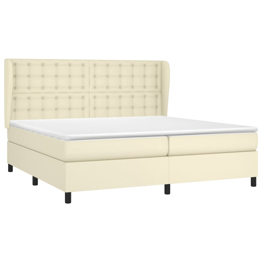 Boxspring met matras kunstleer crèmekleurig 200x200 cm
