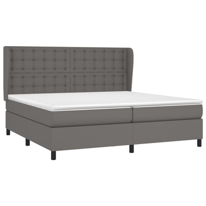Boxspring Met Matras Kunstleer Grijs 200 x 200 cm Knopen